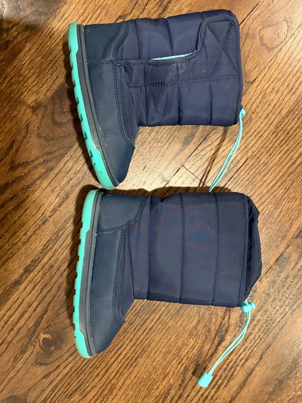 Ten Little Boys Waterproof Winter Boots - Navy with Teal Accents size 10